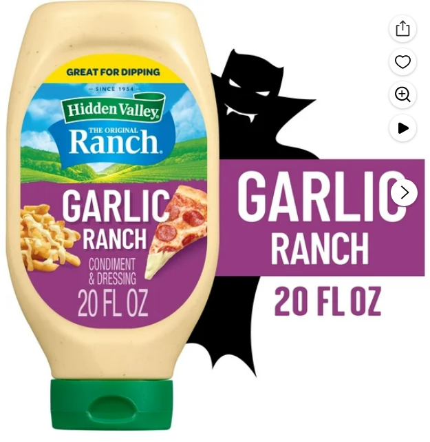Hidden Valley Garlic Ranch Condiment and Dressing, 20 fl oz