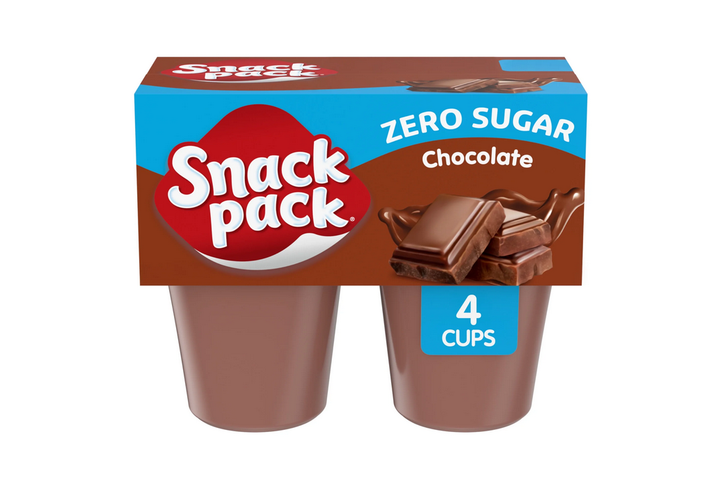 Snack Pack Zero Sugar Chocolate Pudding, 3.25 oz Pudding Cups, 4 Count