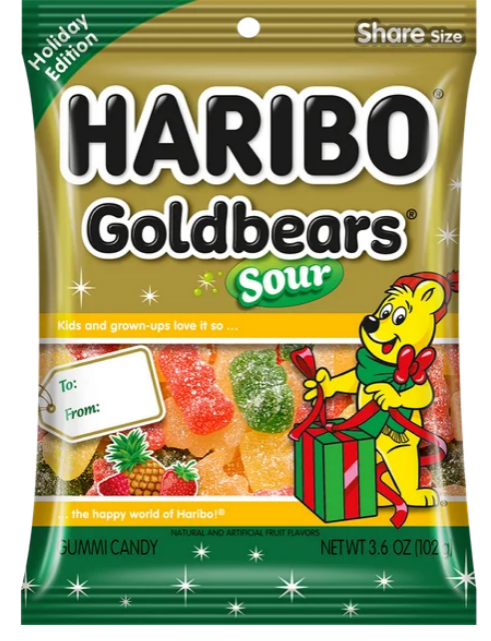 HARIBO Sour Goldbears Gummy Bears Holiday Edition Gummy Candy 3.6oz