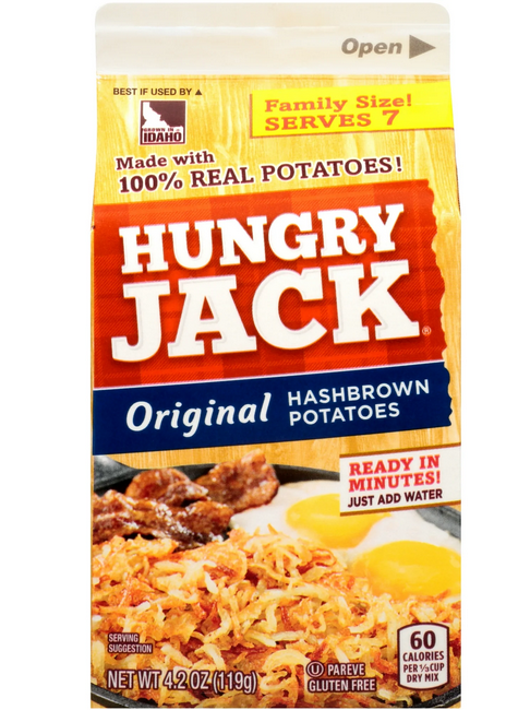 Hungry Jack Hashbrown Potatoes, 4.2 oz pint carton