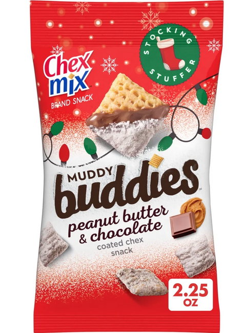 Chex Mix Muddy Buddies, Peanut Butter &amp; Chocolate Coated Chex Snack, 2.25 oz