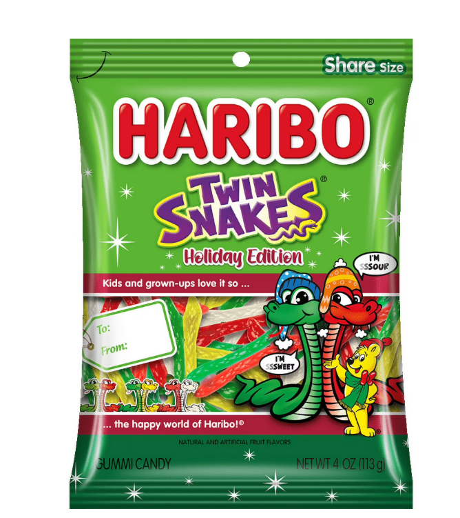 HARIBO Twin Snakes Holiday Edition Gummy Candy 4.0oz