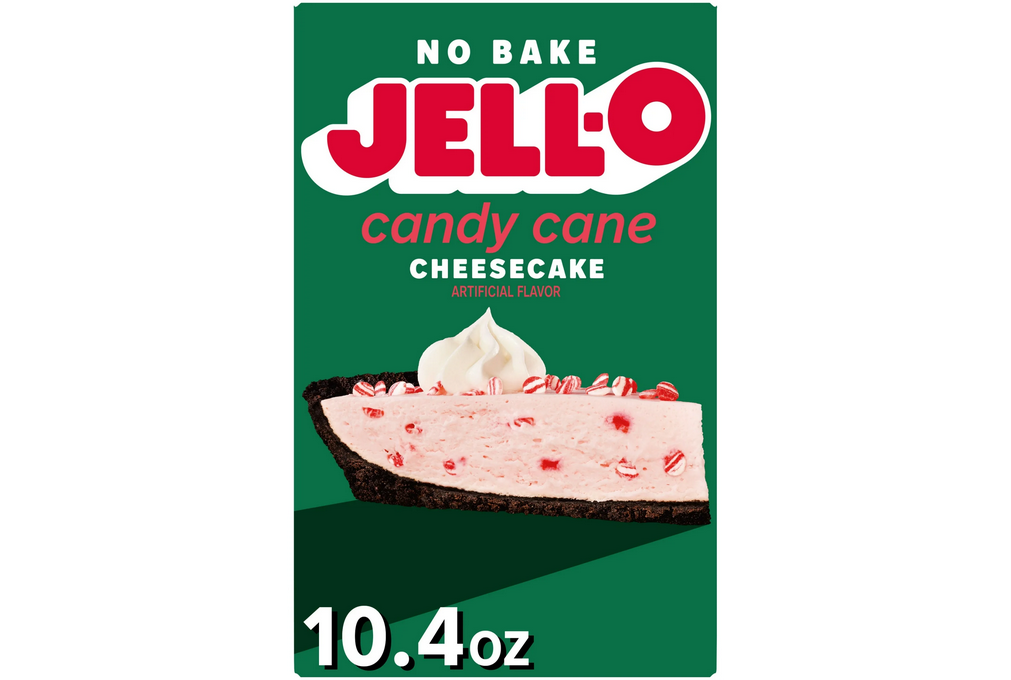 Jell-O No Bake Candy Cane Cheesecake Artificially Flavored Dessert Kit with Candy Cane Sprinkles, Filling Mix &amp; Oreo Crust Mix, 10.4 oz Box