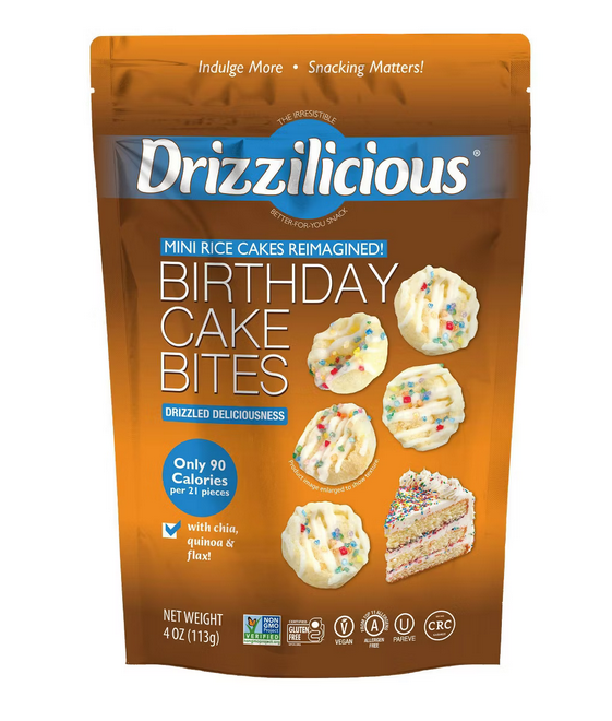 Drizzilicious Drizzled Brithday Cake Bites Mini Rice Cake - 4oz