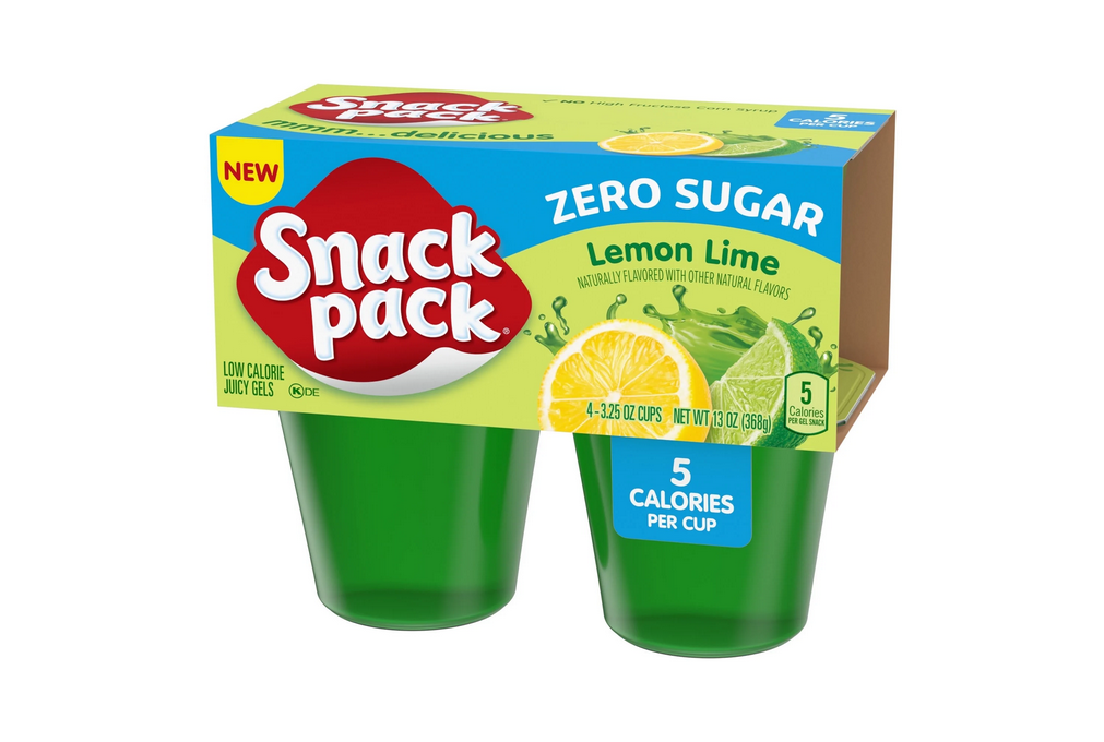 Snack Pack Zero Sugar Lemon Lime Flavored Low Calorie Juicy Gels, 3.25 oz. 4-Count