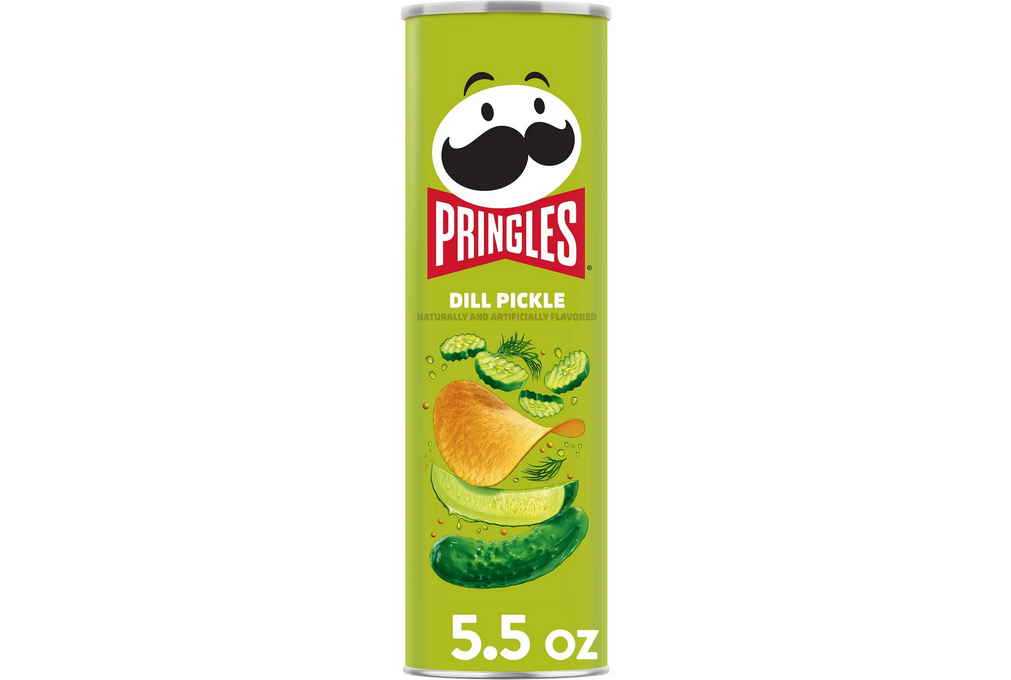 Pringles Dill Pickle Potato Crisps Chips, Lunch Snacks, 5.5 oz Canister