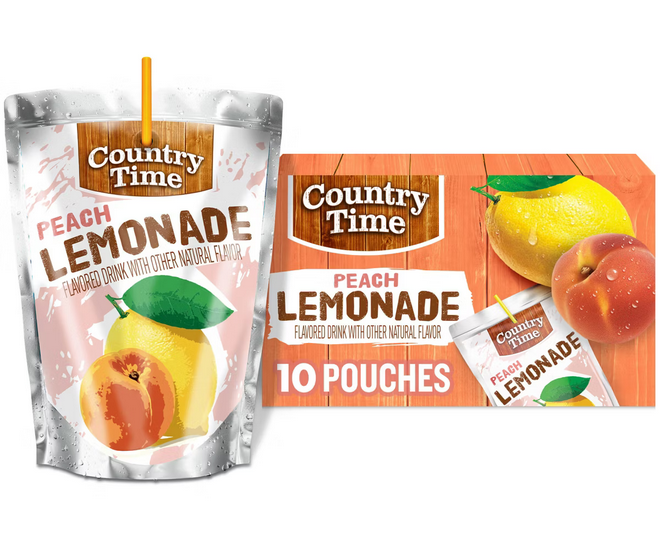 Country Time Peach Lemonade Juice Boxes - 10pk/6 fl oz Pouches
