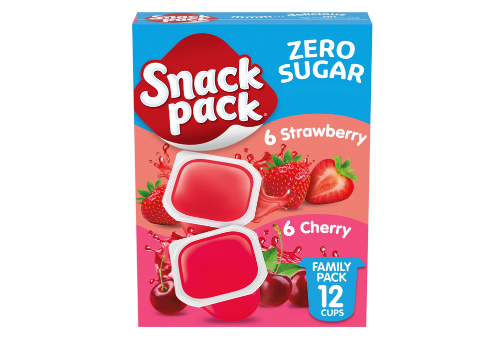 Snack Pack Zero Sugar Strawberry and Cherry Flavored Juicy Gels, 3.25 oz Snack Cups, 12 Count Family Pack