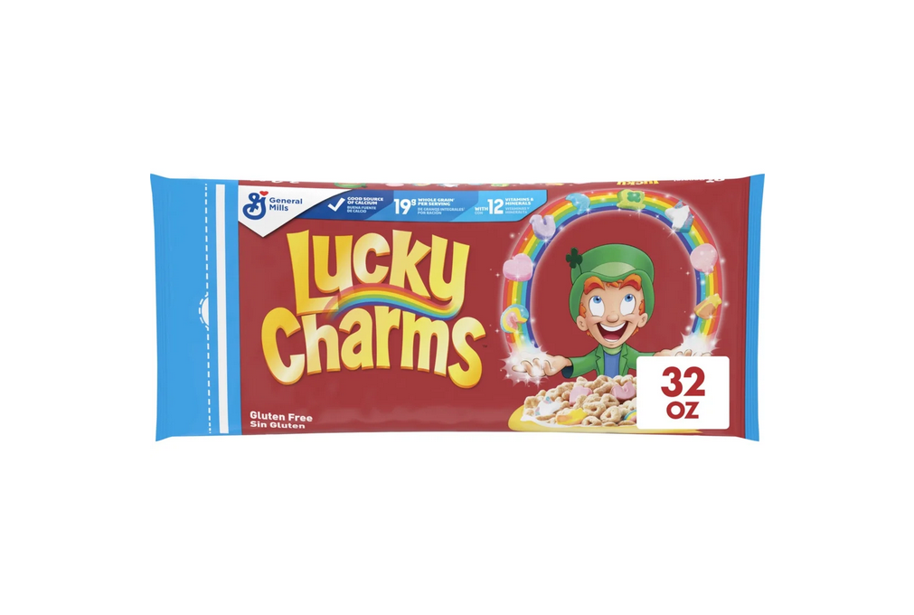 Lucky Charms Gluten Free Cereal with Marshmallows, Kids Breakfast Cereal Bag, 32 oz