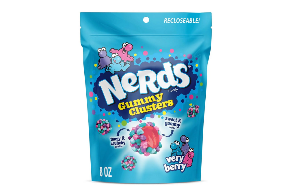 NERDS Gummy Clusters, Candy, Very Berry, Crunchy and Gummy, 8 oz