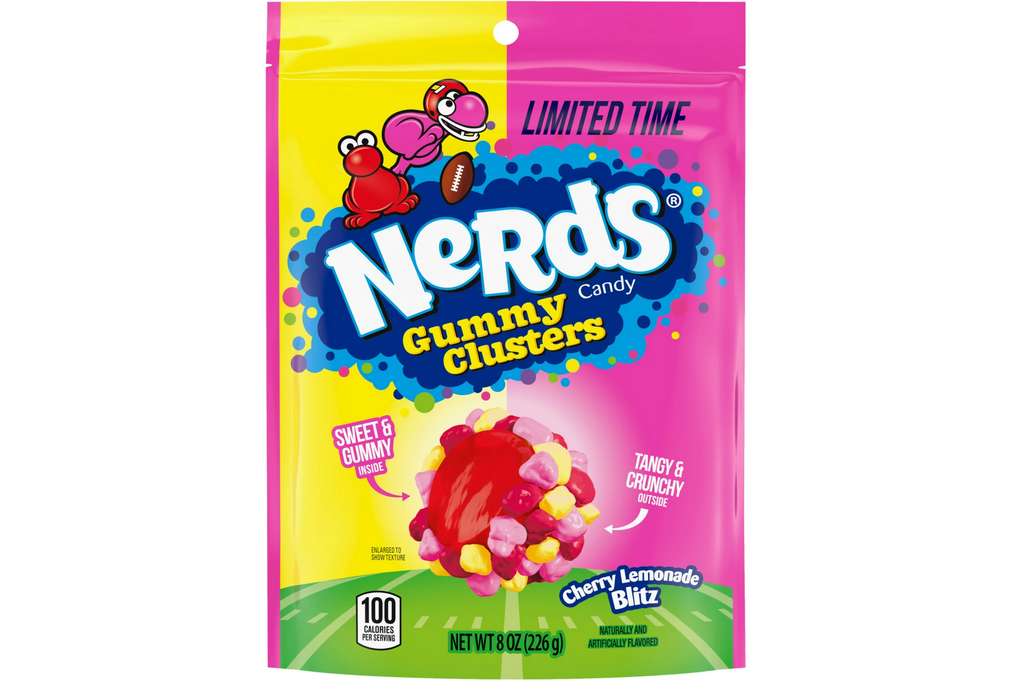 NERDS Gummy Clusters Candy, Cherry Lemonade, Crunchy and Gummy, 8 oz Bag