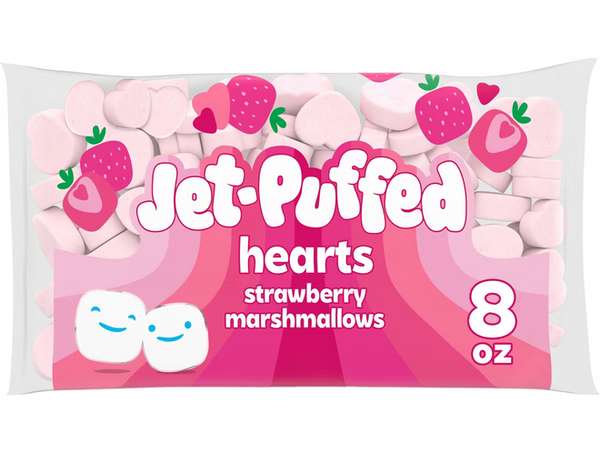 Jet-Puffed Strawberry Marshmallow Hearts - 8oz
