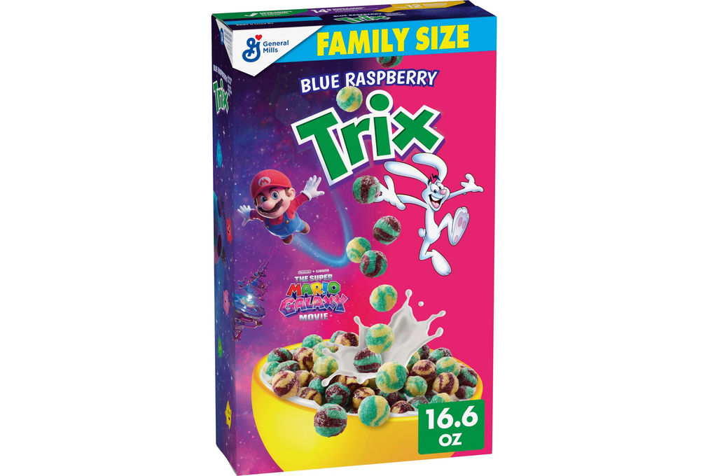 Trix Breakfast Cereal, Blue Raspberry, The Super Mario Galaxy Movie, Family Size, 16.6 oz