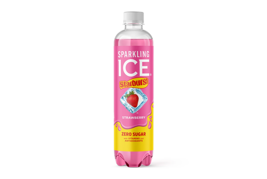 Sparkling Ice STARBURST Strawberry, Zero Sugar Flavored Sparkling Water, with Vitamins and Antioxidants, Low Calorie Beverage, 17 fl oz