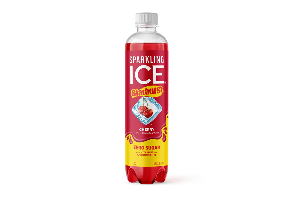 Sparkling Ice STARBURST Cherry, Zero Sugar Flavored Sparkling Water, with Vitamins and Antioxidants, Low Calorie Beverage, 17 fl oz