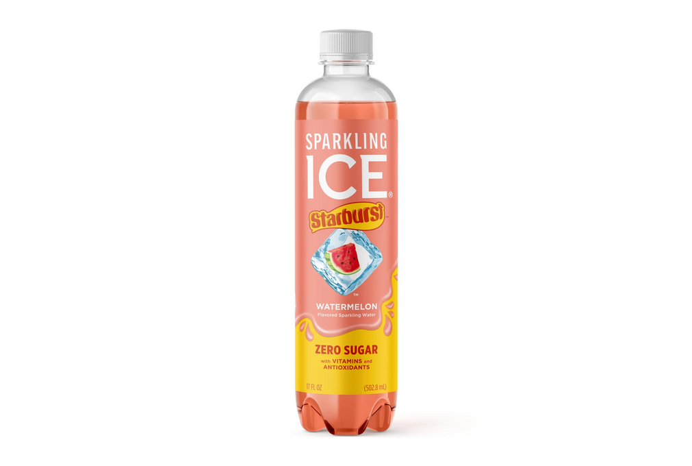 Sparkling Ice STARBURST Watermelon, Zero Sugar Flavored Sparkling Water, with Vitamins and Antioxidants, Low Calorie Beverage, 17 fl oz