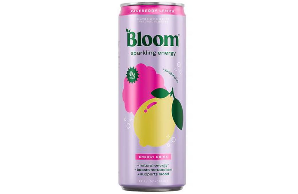Bloom Nutrition Sparkling Energy Drink, Raspberry Lemon, 12 fl oz Single Can