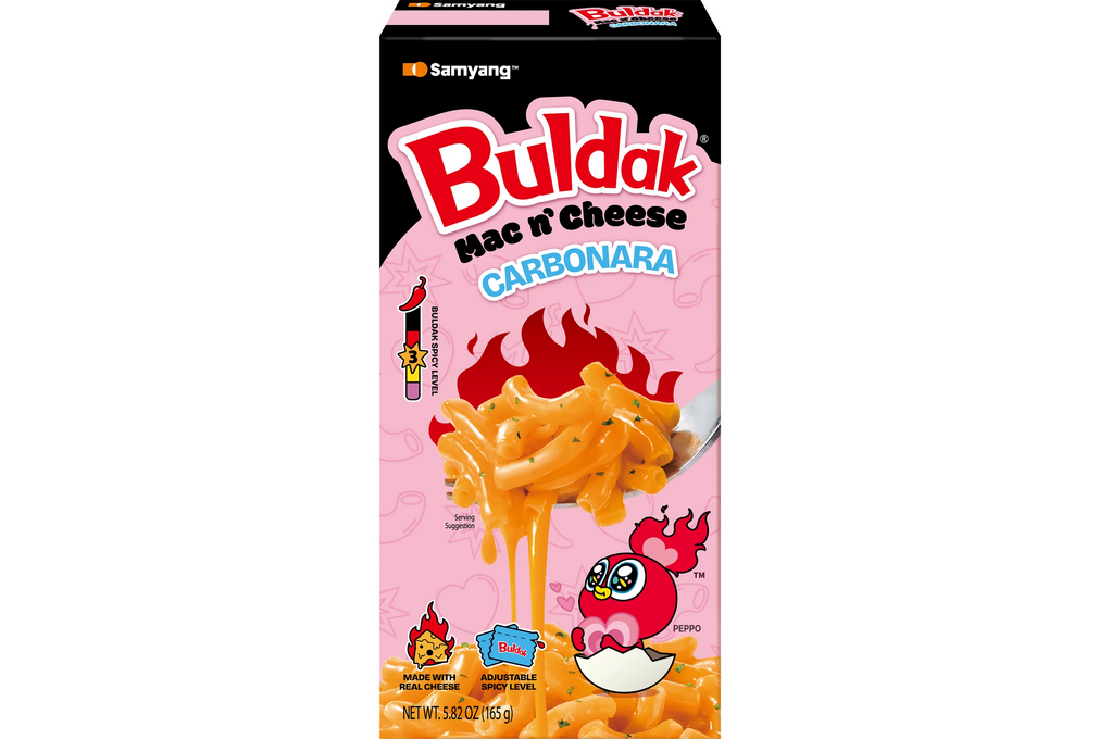 Buldak Mac &amp; Cheese Carbonara with Adjustable Spice, Allergen-Free, Box