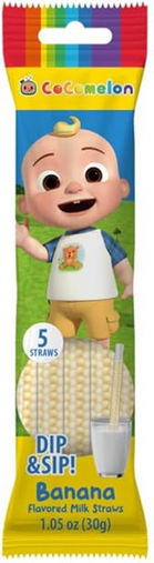 Cocomelon Dip &amp; Sip Milk Straws Banana Pack of 4