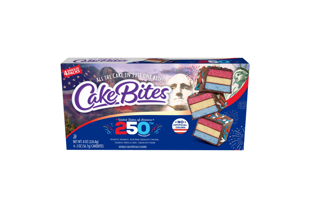 CakeBites Red, White and Blue Vanilla Americakes, 4 Grab &amp; Go, Family Pack