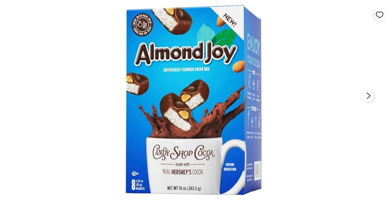 Candy Shop Cocoa Almond Joy Cocoa Mix, Hot Chocolate, Make Hot or Iced Cocoa, Made with Real Milk, Gluten Free, 1.25 oz packet (pack of 8)