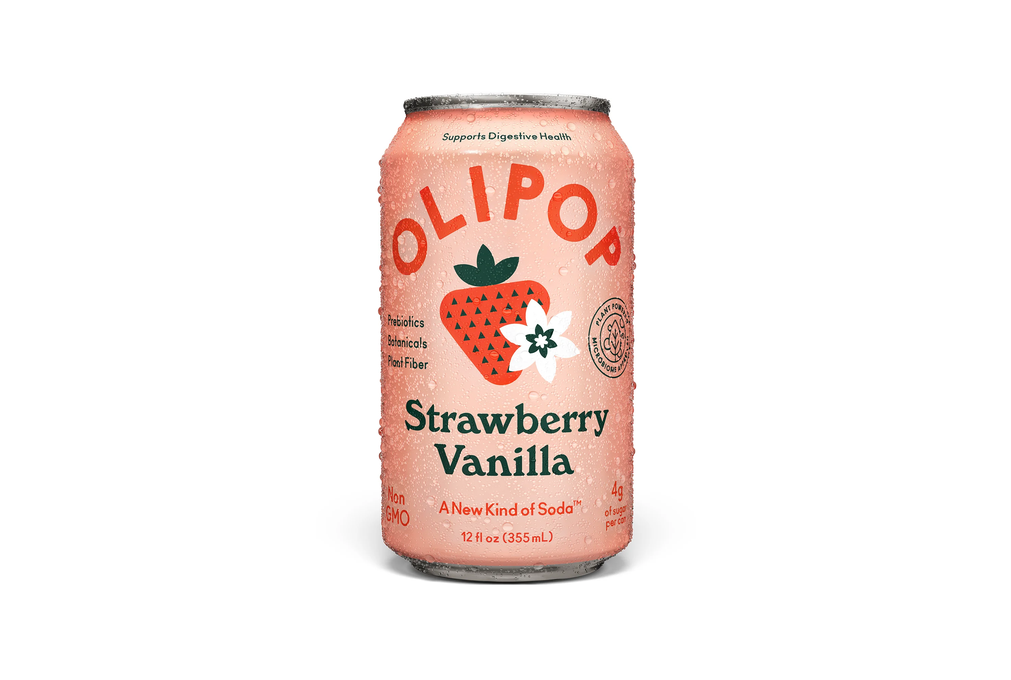 Olipop Prebiotic Soda Pop, Strawberry Vanilla, High Fiber, 12 fl oz