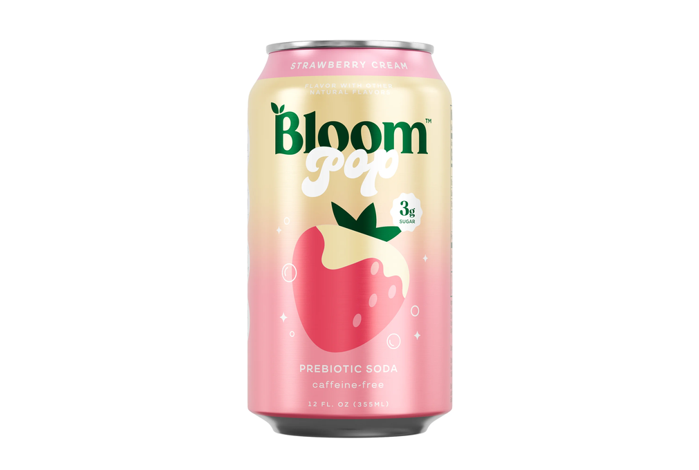 Bloom Pop Prebiotic Soda, Strawberries &amp; Cream, 12 fl oz Can