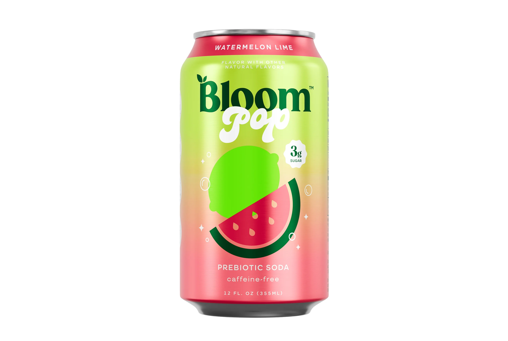 Bloom Nutrition Pop Prebiotic Soda, Watermelon Lime, 12 fl oz Can