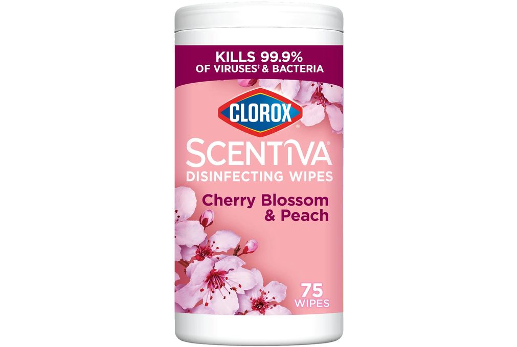 Clorox Scentiva Disinfecting Wipes, Cherry Blossom and Peach, 75 Count