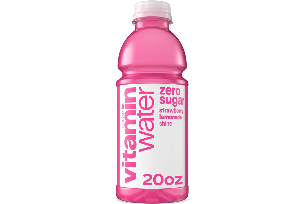 vitaminwater Shine Zero Sugar Strawberry Lemonade Flavored Water Beverage Bottle, 20 fl oz