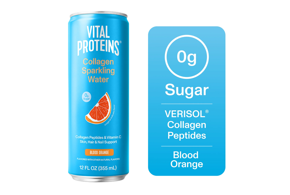 Vital Proteins, Collagen Sparkling Water, Blood Orange, VERISOL® Collagen Peptides + Vitamin C, 0g Sugar, Skin Support Drink, 12 FL OZ Can