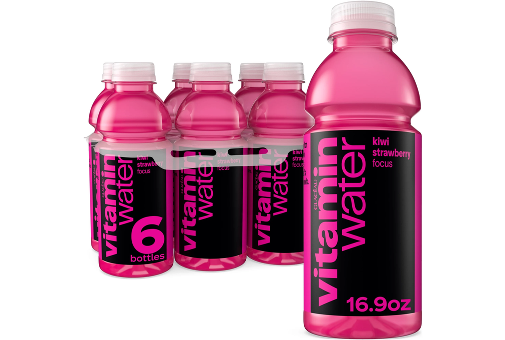 vitaminwater Focus Kiwi Strawberry Flavored Water Beverage Bottles, 16.9 fl oz, 6 Pack