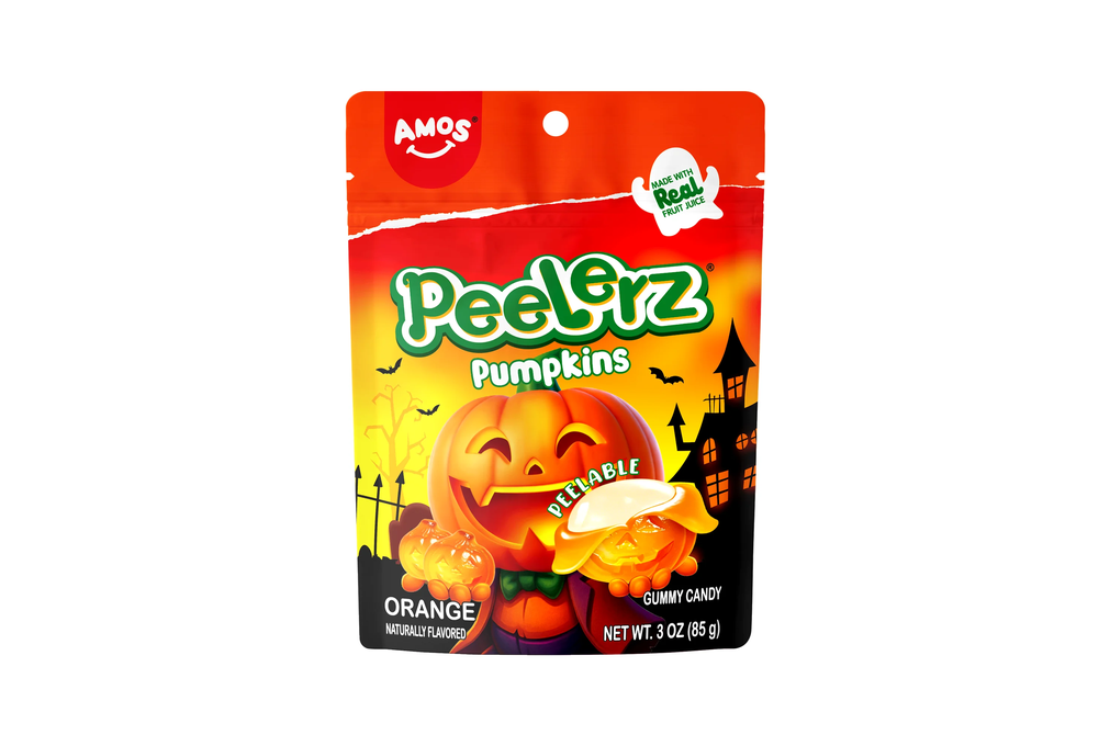 AMOS Peelerz Gummy Pumpkins Orange Flavor, Allergen Free, 3 oz (85 g)