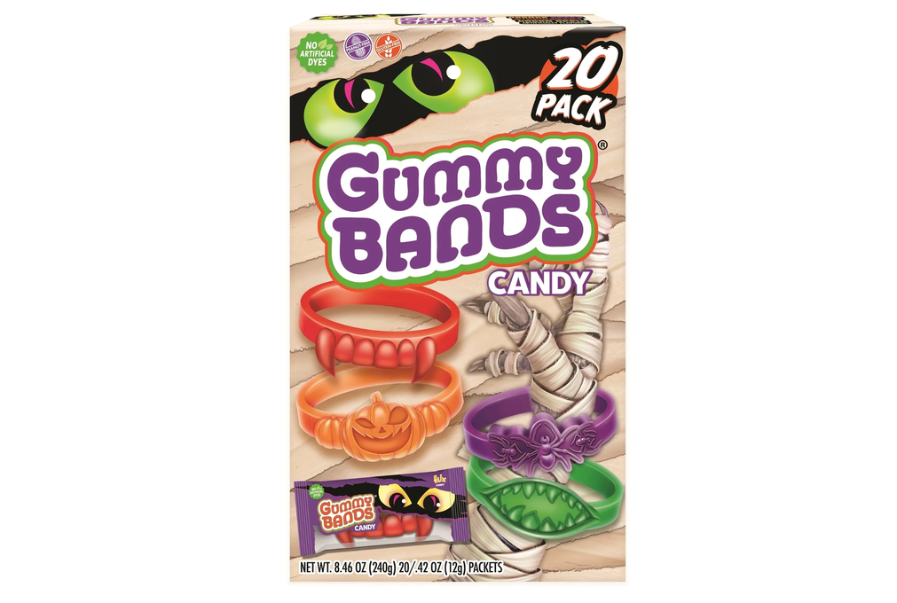 Monster Gummy Bands Candy Box - 20 Count, Allergen-Free, Halloween Treats