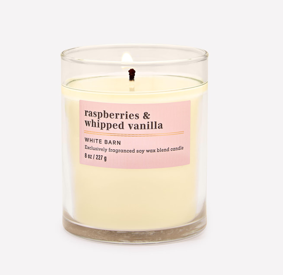 White Barn Raspberries &amp; Whipped Vanilla Single Wick Candle