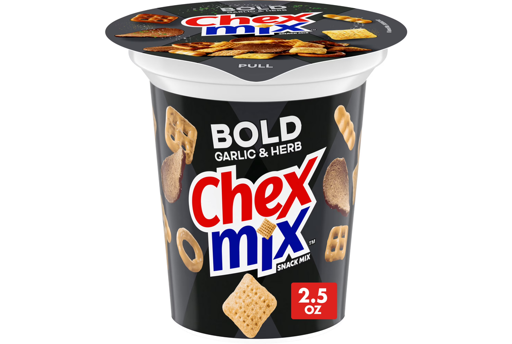 Chex Mix Bold Garlic and Herb Snack Mix, Snack Cup, 2.5 oz