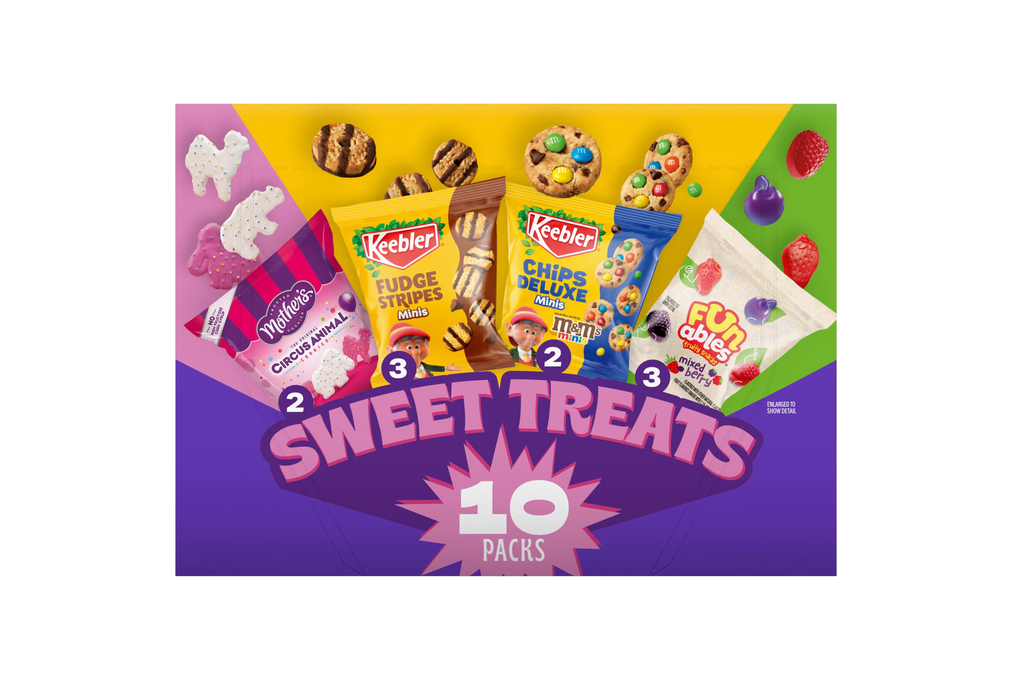 Keebler Sweet Treat Variety Pack, 10-Count Box, Includes Chips Deluxe, Funables, Fudge Stripes, and Mother&