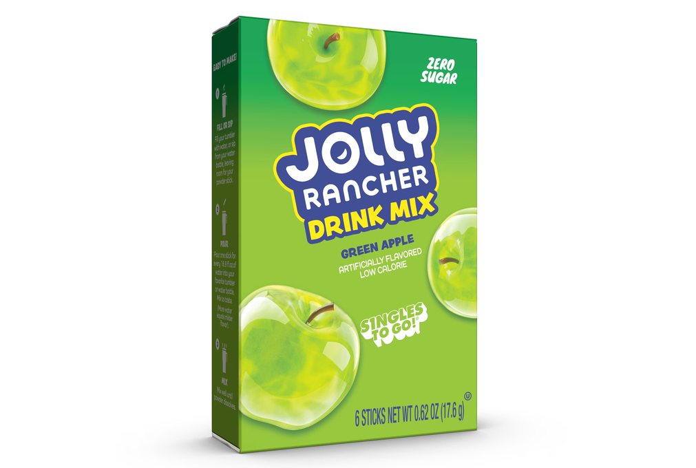 Jolly Rancher Green Apple Sugar-Free Singles to Go Powdered Drink Mix, 6 Count Packets