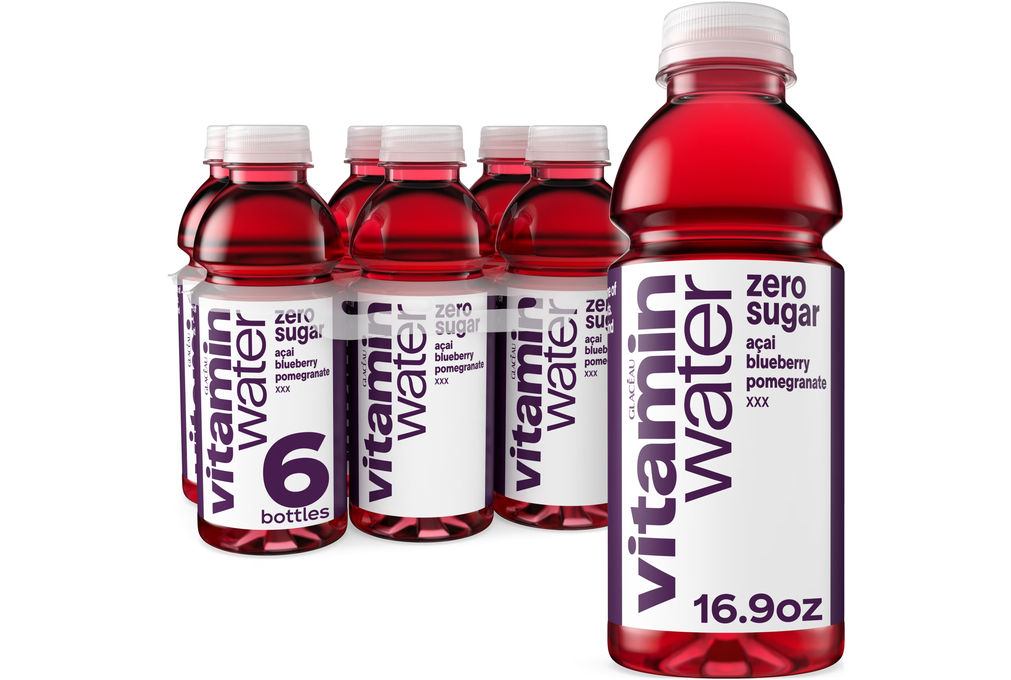 vitaminwater Zero Sugar XXX Acai-Blueberry-Pomegranate Bottles, 16.9 fl oz, 6 Pack
