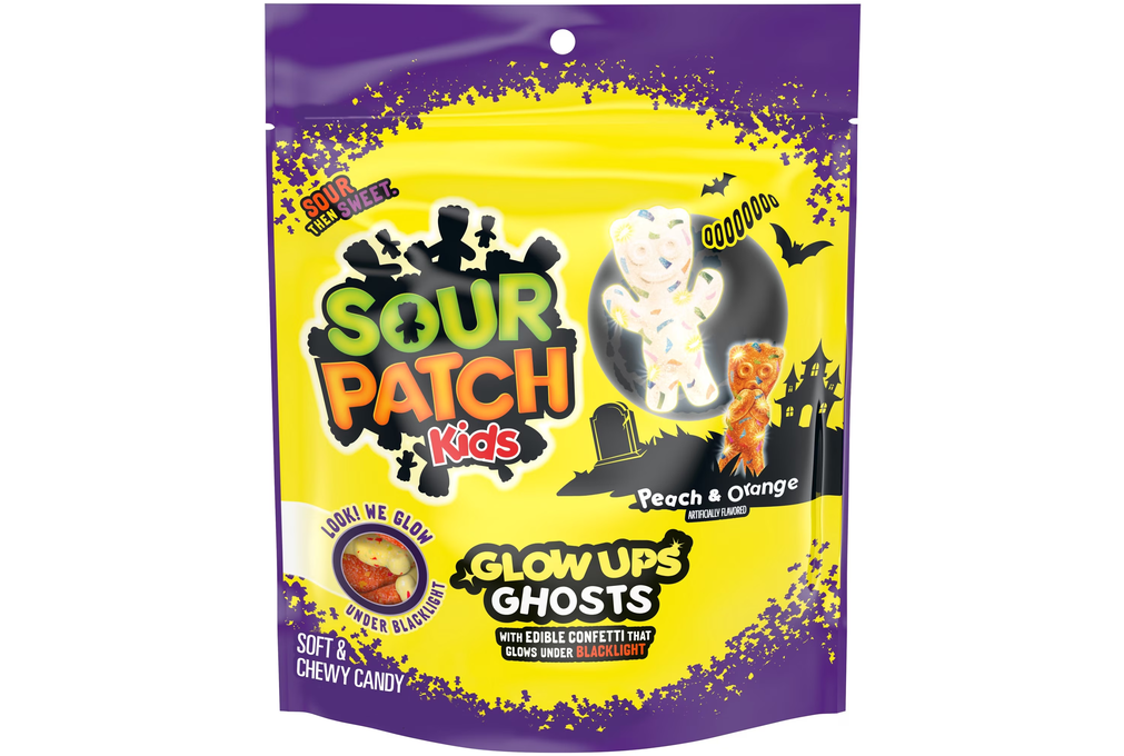 SOUR PATCH KIDS Glow Ups Ghosts Soft &amp; Chewy Gummy Halloween Candy, 8.37 oz