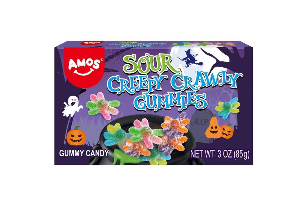 AMOS Halloween Sour Gummy Candy, Theater Box, Gluten, Milk and Nut Free, 3 oz