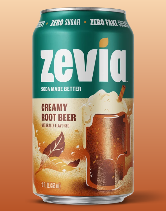 Zevia Zero Sugar, 0 Calorie Creamy Root Beer Soda Pop, 12 fl oz