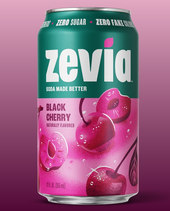 Zevia Zero Sugar, 0 Calorie Creamy Black Cherry Soda Pop, 12 fl oz