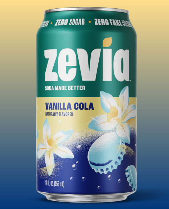Zevia Zero Sugar, 0 Calorie Vanilla Cola Soda Pop, 12 fl oz