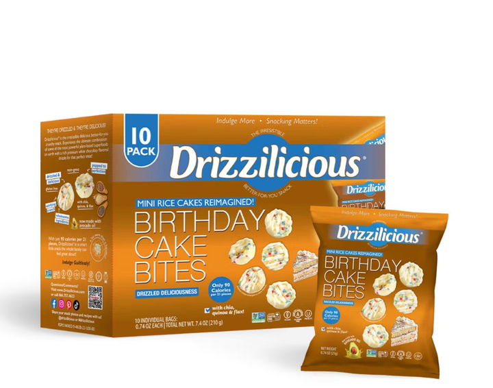 Drizzilicious Drizzled Mini Rice Cakes Birthday Cake Multipack - 7.4oz/10ct