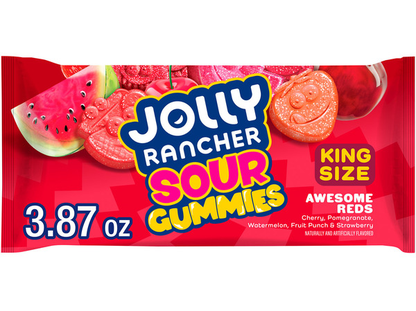 JOLLY RANCHER Gummies Awesome Reds Sour Original Flavors King Size 3.87oz