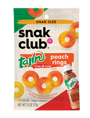 Snak Club Mild Tajin Chile Lime Seasoned Peach Rings 2.5 oz