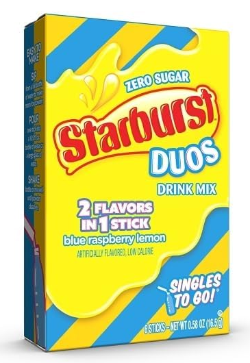 SINGLES TO GO! Starburst Duos Drink Mix Blue Raspberry Lemon 6ct