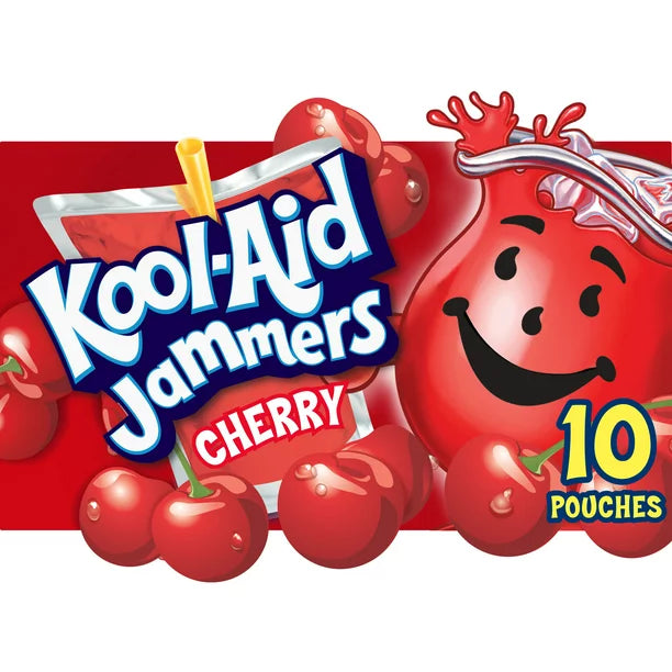 Kool Aid Jammers Cherry Kids Drink 0% Juice Box Pouches 10ct